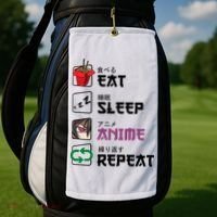 Eat Sleep Anime Repeat Golf Towel thumb 2