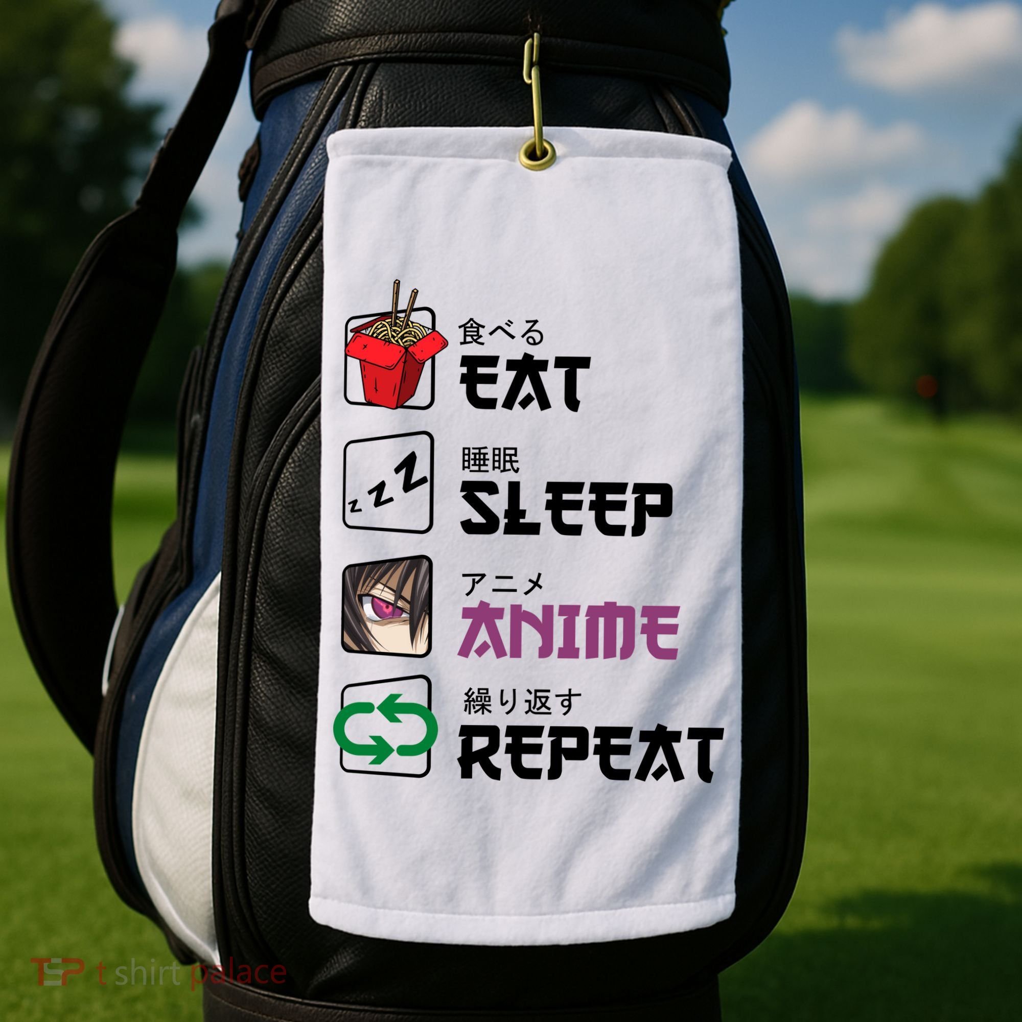 Eat Sleep Anime Repeat Golf Towel