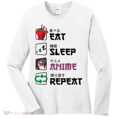 Eat Sleep Anime Repeat Women's Long Sleeve Shirt