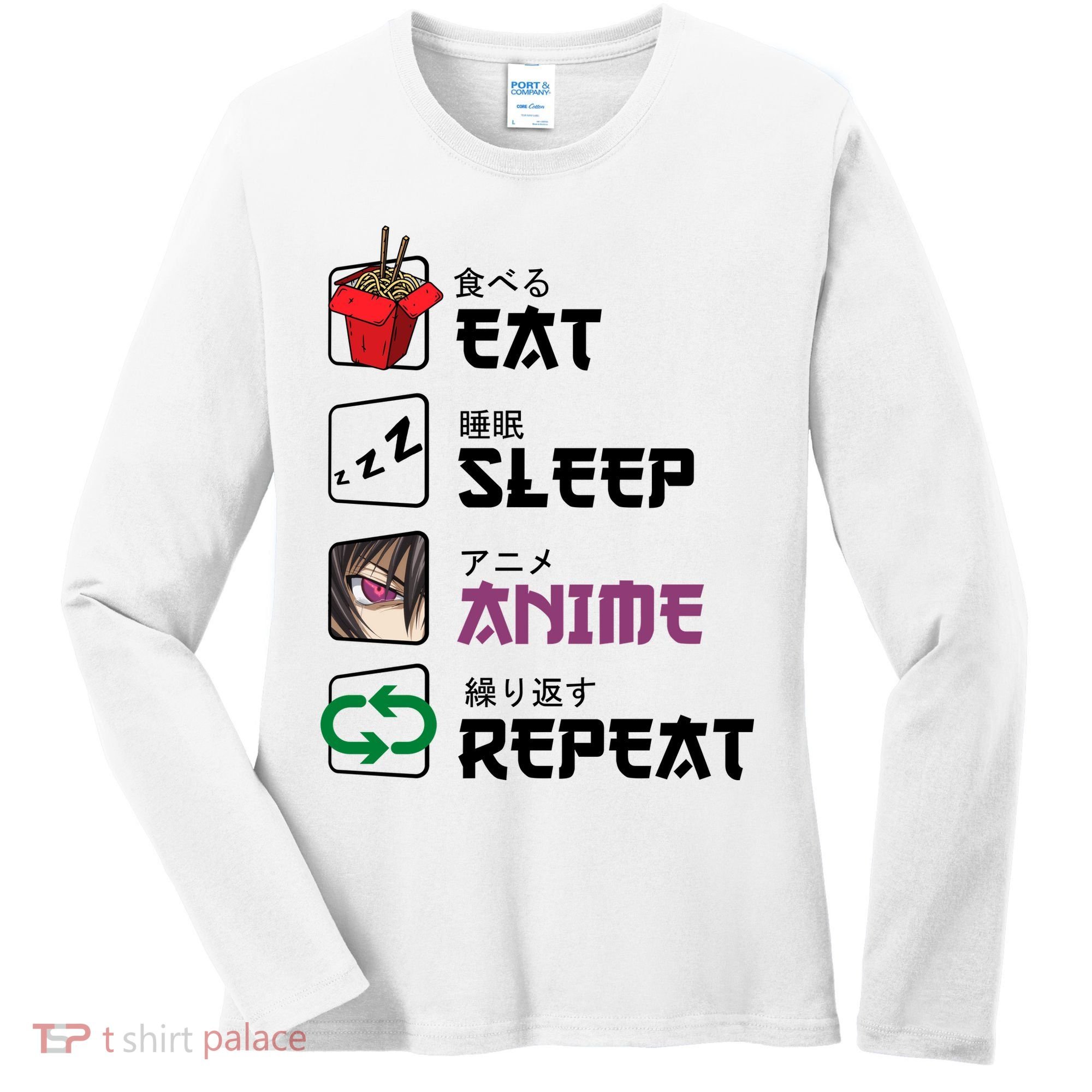 Eat Sleep Anime Repeat Women's Long Sleeve Shirt