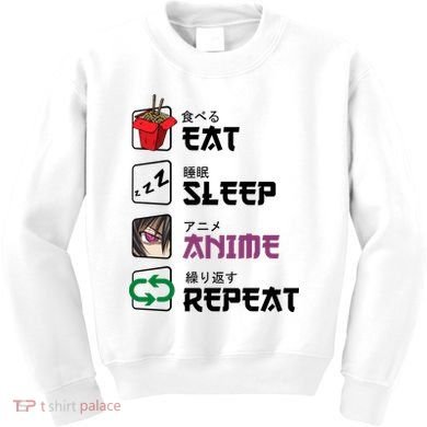 Eat Sleep Anime Repeat Kids Sweatshirt
