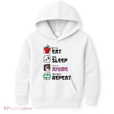 Eat Sleep Anime Repeat Kids Hoodie