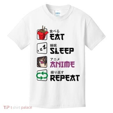 Eat Sleep Anime Repeat Kids T-Shirt