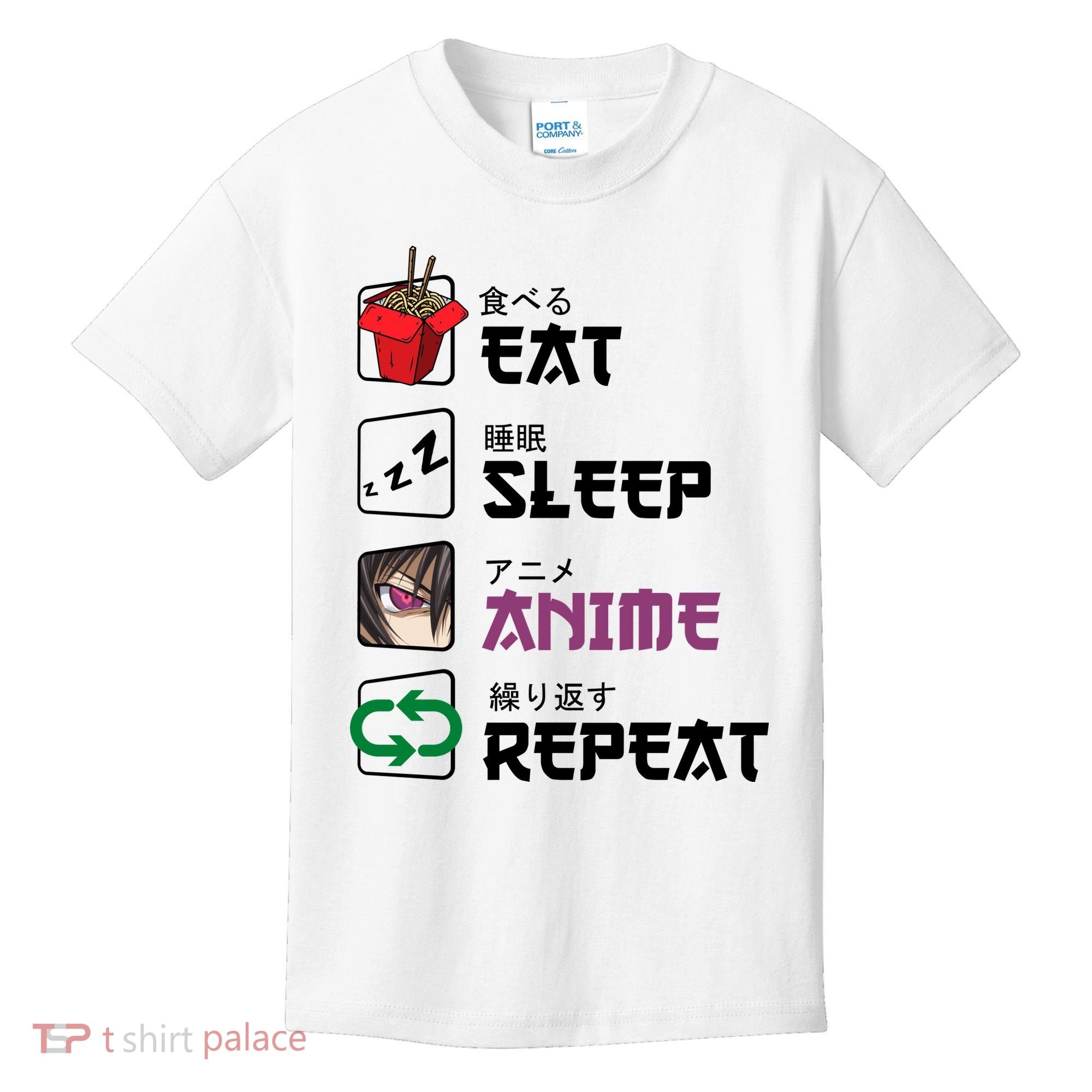 Eat Sleep Anime Repeat Kids T-Shirt