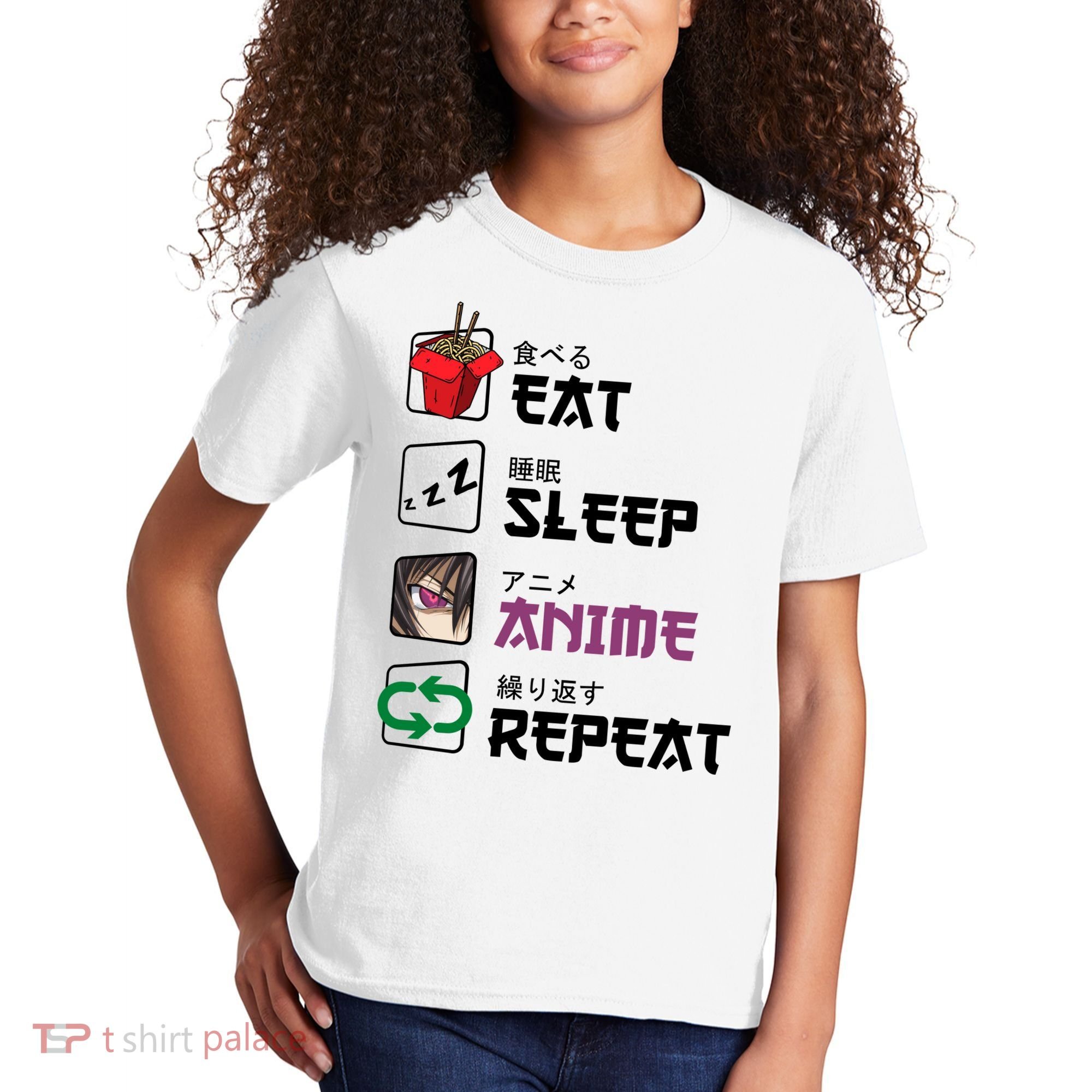 Eat Sleep Anime Repeat Kids T-Shirt