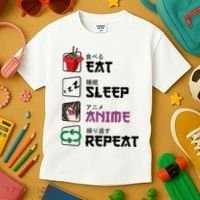 Eat Sleep Anime Repeat Kids T-Shirt thumb 3