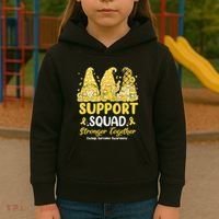 Ewings Sarcoma Awareness Gnomies Support Squad Kids Hoodie thumb 3