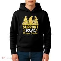 Ewings Sarcoma Awareness Gnomies Support Squad Kids Hoodie thumb 4