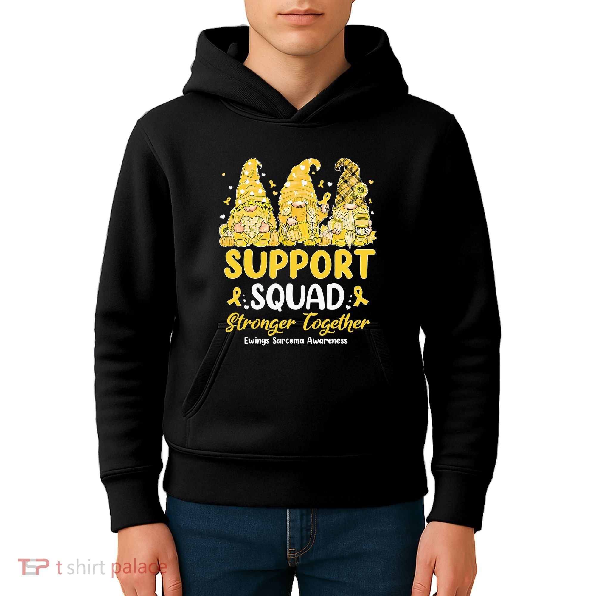 Ewings Sarcoma Awareness Gnomies Support Squad Kids Hoodie