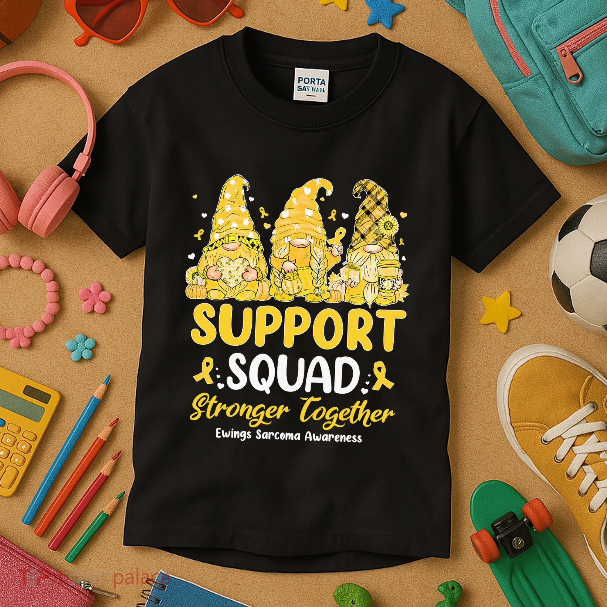 Ewings Sarcoma Awareness Gnomies Support Squad Kids T-Shirt