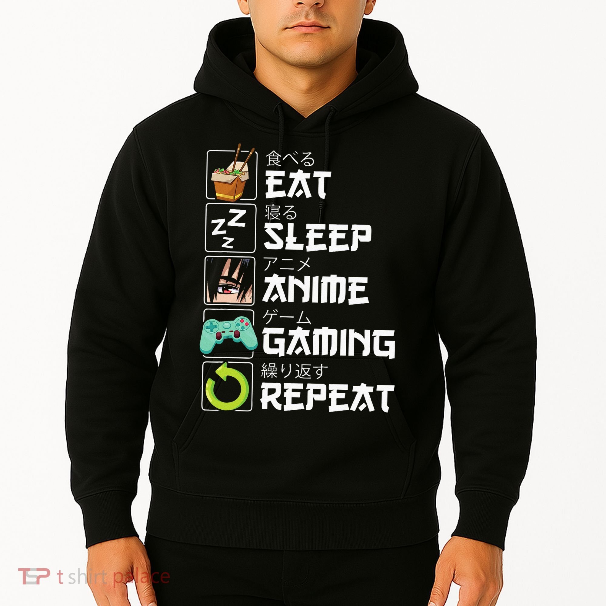 Eat Sleep Anime Gaming Repeat Kawaii Otaku Anime Manga Hoodie