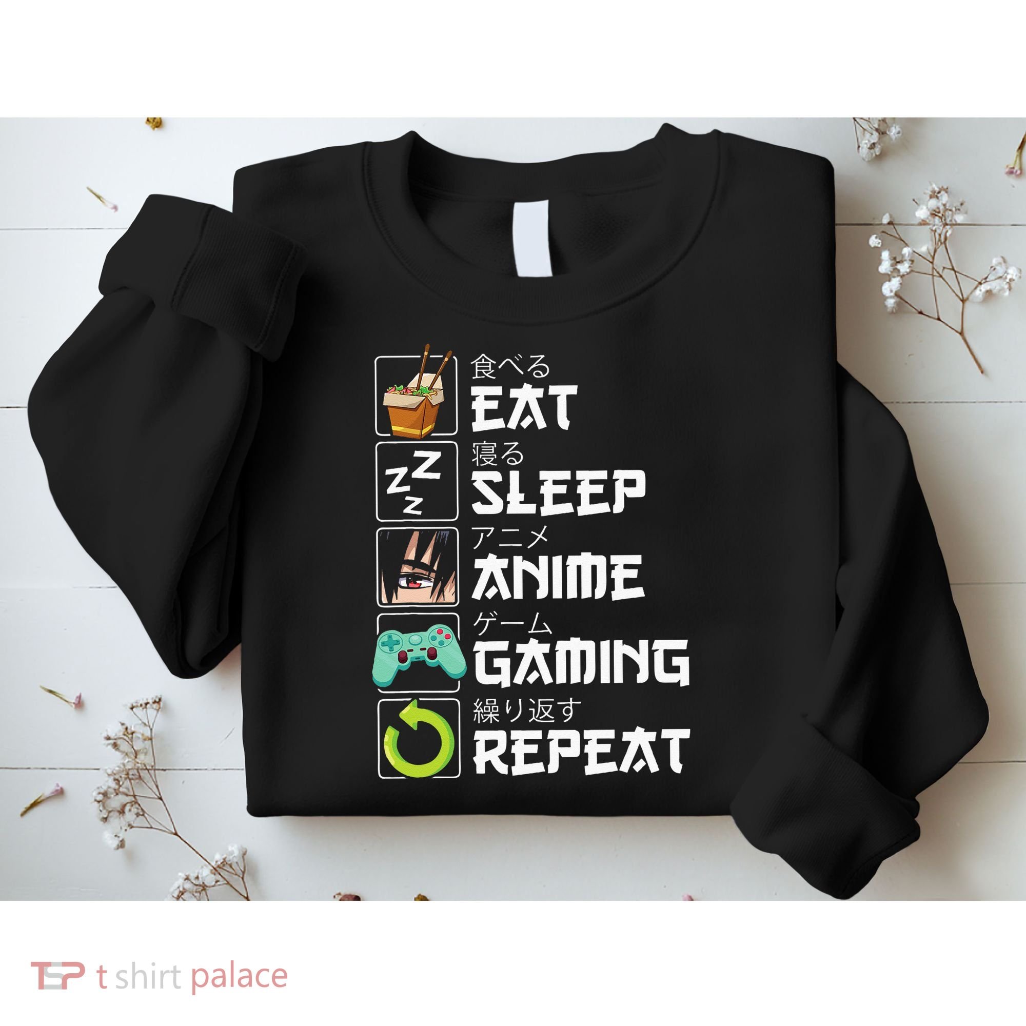 Eat Sleep Anime Gaming Repeat Kawaii Otaku Anime Manga Sweatshirt