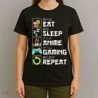Eat Sleep Anime Gaming Repeat Kawaii Otaku Anime Manga T-Shirt thumb 4