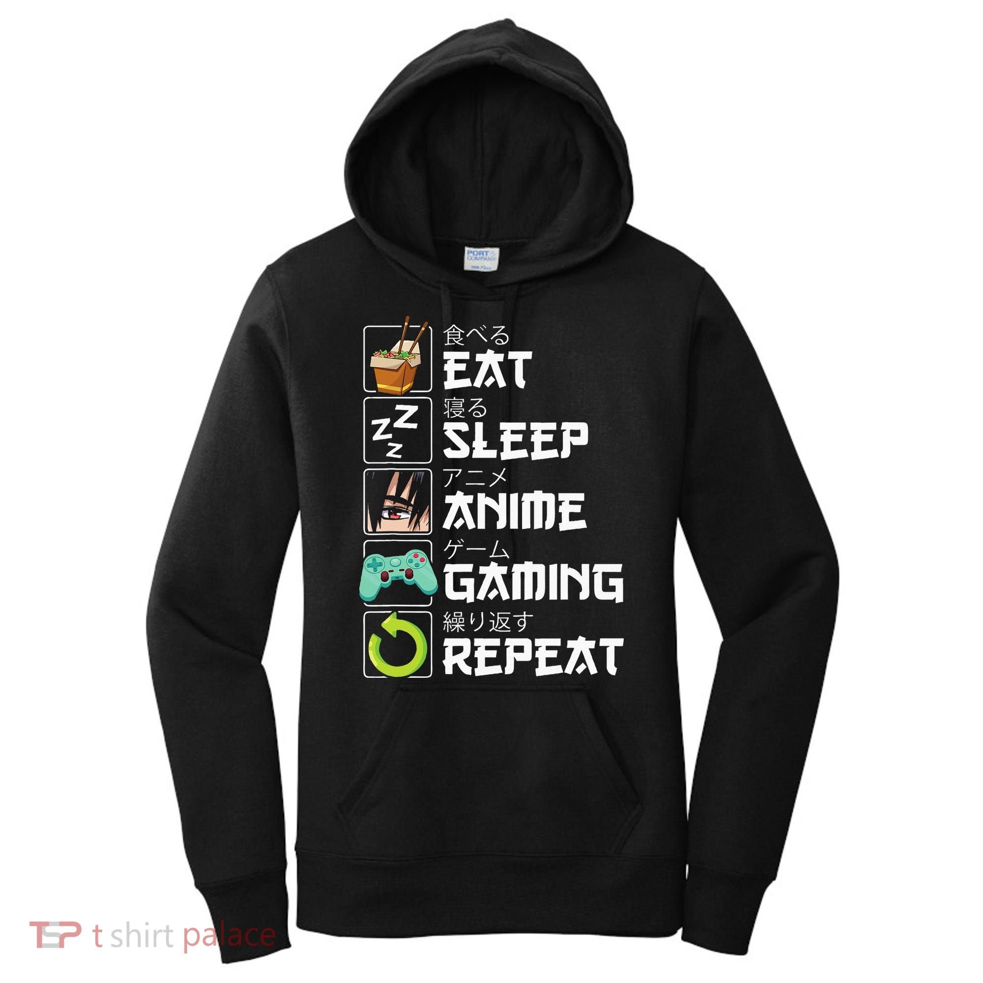 Eat Sleep Anime Gaming Repeat Kawaii Otaku Anime Manga Women's Hoodie