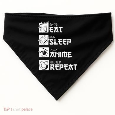 Eat Sleep Anime Repeat Manga USA-Made Doggie Bandana