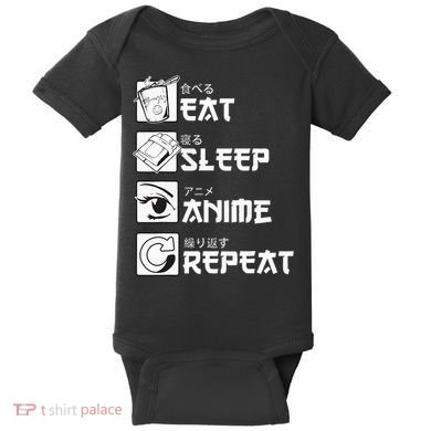 Eat Sleep Anime Repeat Manga Baby Bodysuit