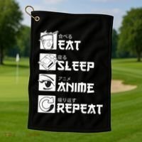 Eat Sleep Anime Repeat Manga Golf Towel thumb 1