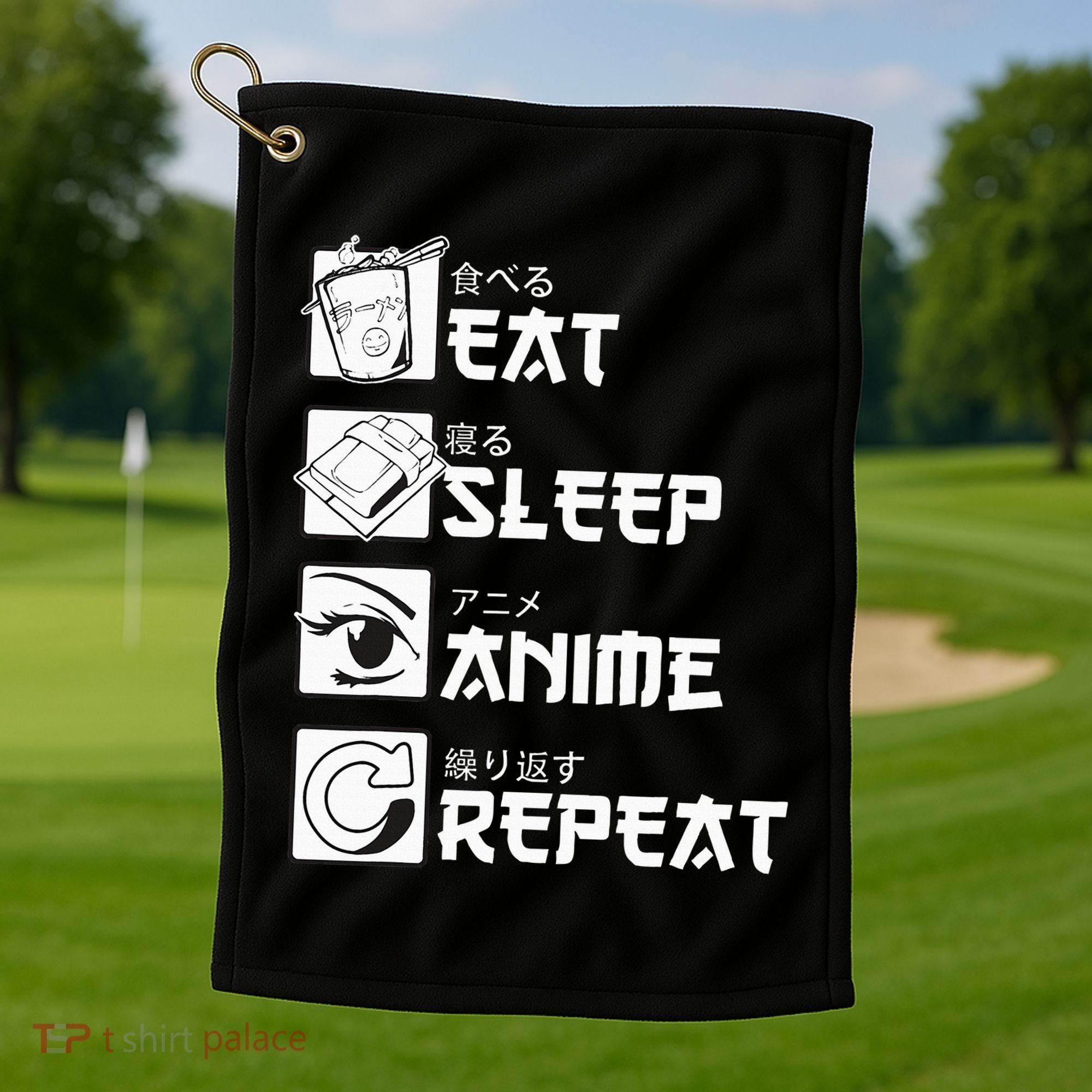 Eat Sleep Anime Repeat Manga Golf Towel