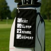 Eat Sleep Anime Repeat Manga Golf Towel thumb 2
