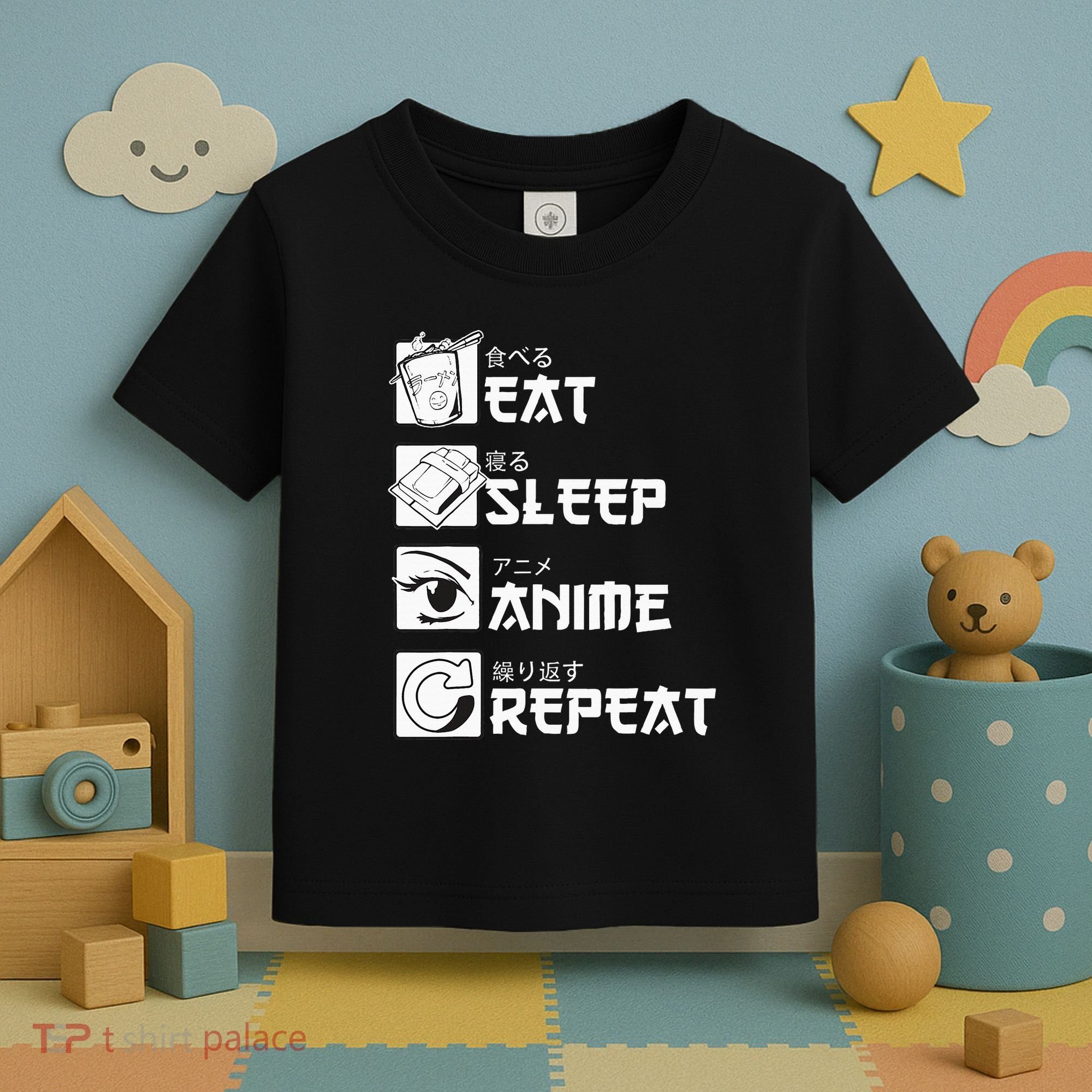 Eat Sleep Anime Repeat Manga Toddler T-Shirt