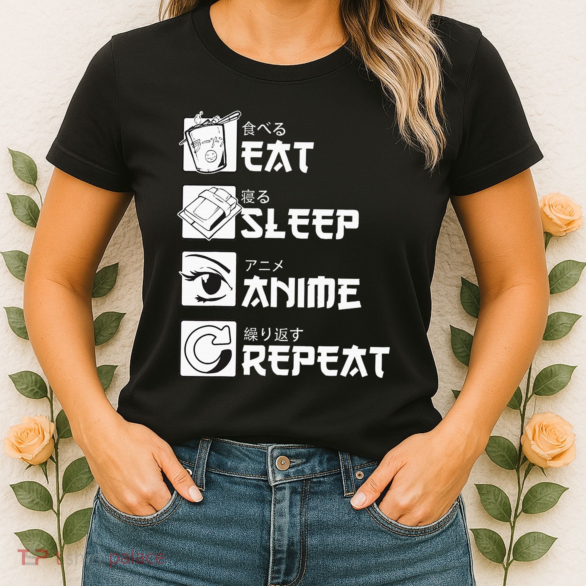 Eat Sleep Anime Repeat Manga Women's T-Shirt