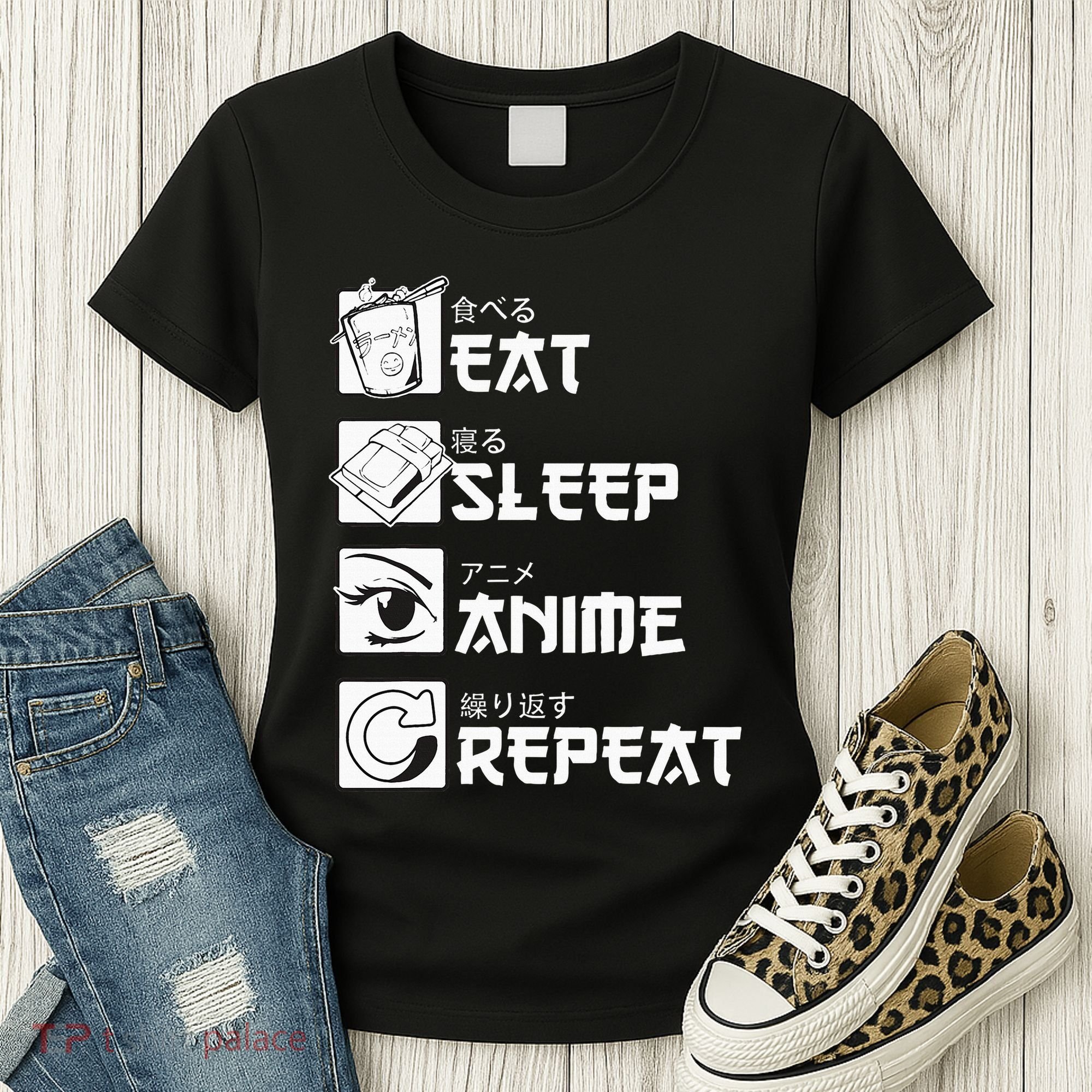 Eat Sleep Anime Repeat Manga Women's T-Shirt
