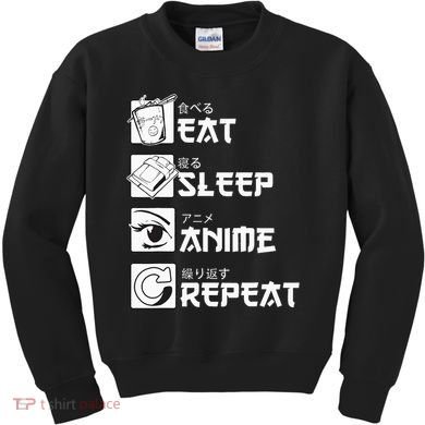 Eat Sleep Anime Repeat Manga Kids Sweatshirt