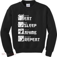 Eat Sleep Anime Repeat Manga Kids Sweatshirt thumb 0