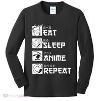 Eat Sleep Anime Repeat Manga Kids Long Sleeve Shirt thumb 0
