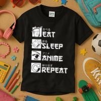 Eat Sleep Anime Repeat Manga Kids T-Shirt thumb 3