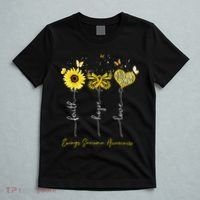 Ewings Sarcoma Awareness Faith Hope Love Leopard Sunflower T-Shirt thumb 5