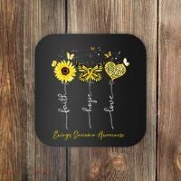 Ewings Sarcoma Awareness Faith Hope Love Leopard Sunflower Coaster thumb 0