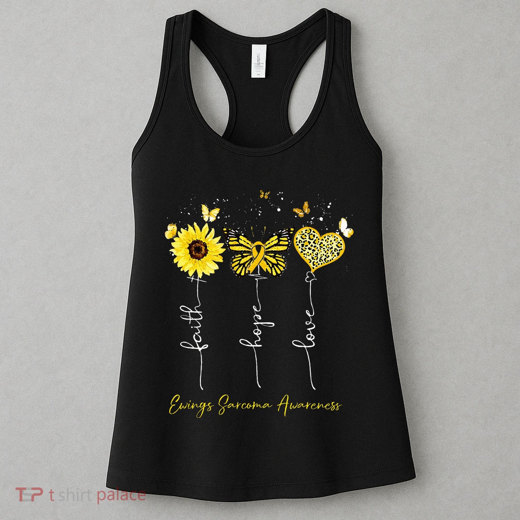 Ewings Sarcoma Awareness Faith Hope Love Leopard Sunflower Women's Tank Top