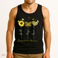 Ewings Sarcoma Awareness Faith Hope Love Leopard Sunflower Tank Top thumb 3