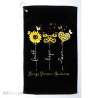 Ewings Sarcoma Awareness Faith Hope Love Leopard Sunflower Golf Towel thumb 0