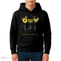 Ewings Sarcoma Awareness Faith Hope Love Leopard Sunflower Kids Hoodie thumb 4