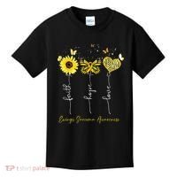 Ewings Sarcoma Awareness Faith Hope Love Leopard Sunflower Kids T-Shirt thumb 0