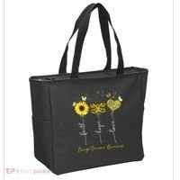 Ewings Sarcoma Awareness Faith Hope Love Leopard Sunflower Tote Bag thumb 2