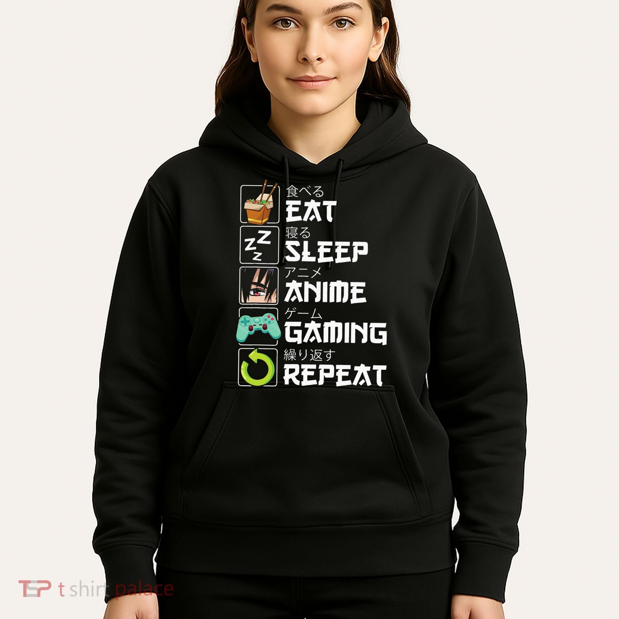 Eat Sleep Anime Gaming Repeat Kawaii Otaku Anime Manga Hoodie