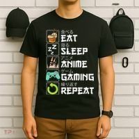 Eat Sleep Anime Gaming Repeat Kawaii Otaku Anime Manga T-Shirt thumb 6