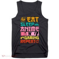 Eat Sleep Anime Gaming Repeat Kawaii Otaku Anime Manga Tank Top thumb 0