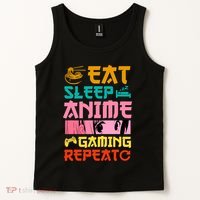 Eat Sleep Anime Gaming Repeat Kawaii Otaku Anime Manga Tank Top thumb 2