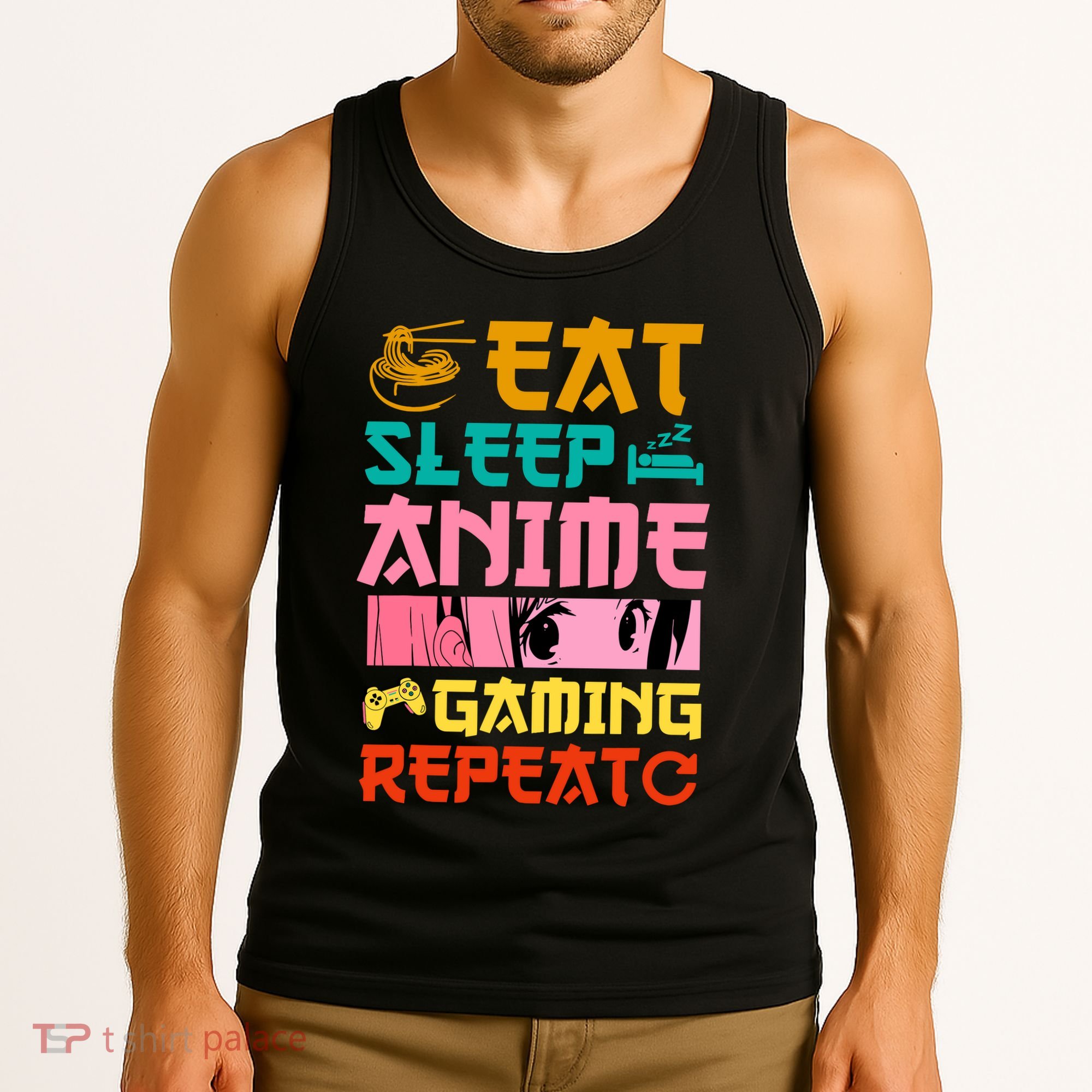 Eat Sleep Anime Gaming Repeat Kawaii Otaku Anime Manga Tank Top