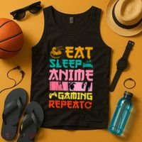 Eat Sleep Anime Gaming Repeat Kawaii Otaku Anime Manga Tank Top thumb 4
