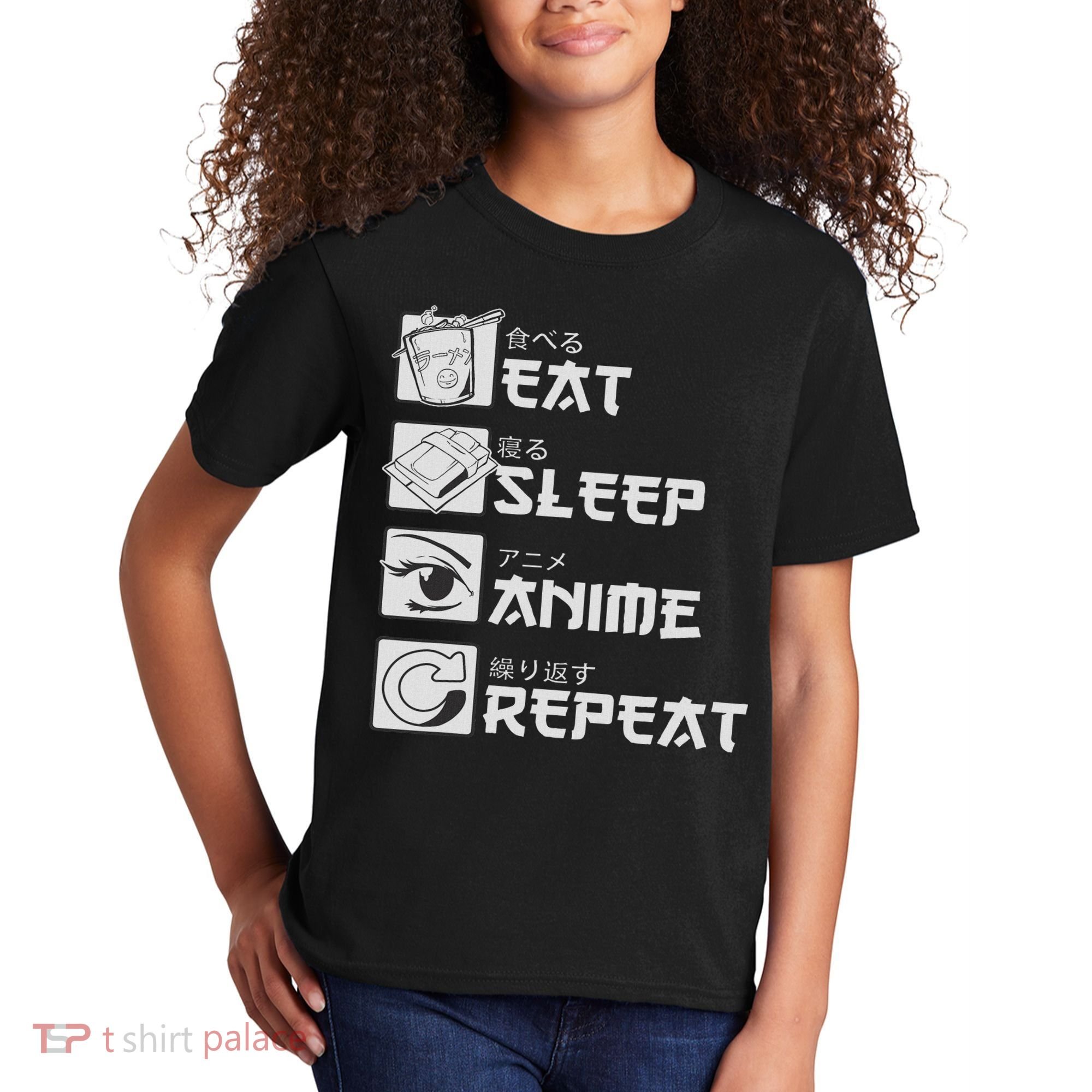 Eat Sleep Anime Repeat Manga S Women Kids T-Shirt