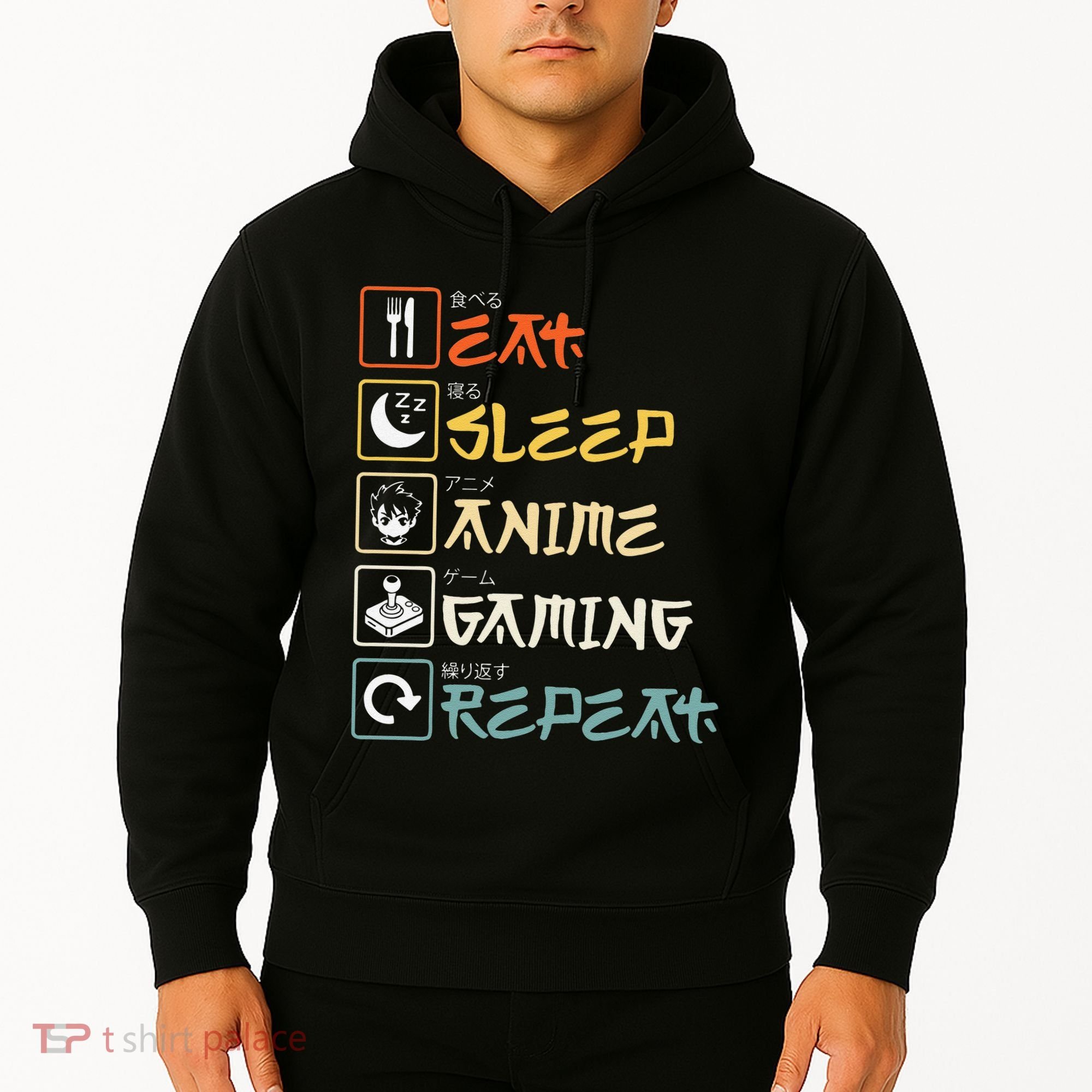 Eat Sleep Anime Gaming Repeat Gamer Gift Hoodie