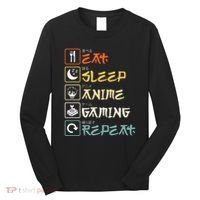 Eat Sleep Anime Gaming Repeat Gamer Gift Long Sleeve Shirt thumb 0