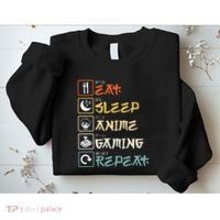 Eat Sleep Anime Gaming Repeat Gamer Gift Sweatshirt thumb 2