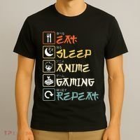 Eat Sleep Anime Gaming Repeat Gamer Gift T-Shirt thumb 3