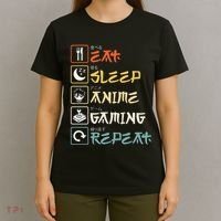 Eat Sleep Anime Gaming Repeat Gamer Gift T-Shirt thumb 4